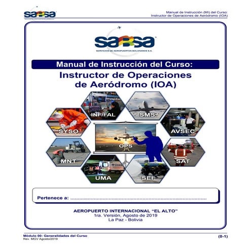 Manual de Instrucción del Curso: "Instructor de Operaciones de Aeródromo"
