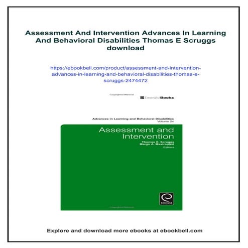 Assessment And Intervention Advances In Learning And Behavioral ...