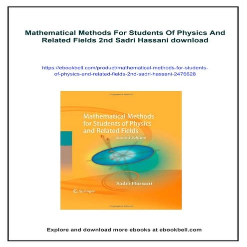 Mathematical Methods For Students Of Physics And Related Fields 2nd Sadri Has...