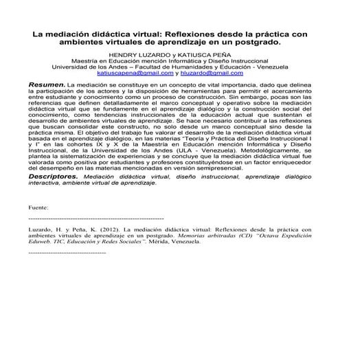 Ponencia Mediación Didáctica Virtual