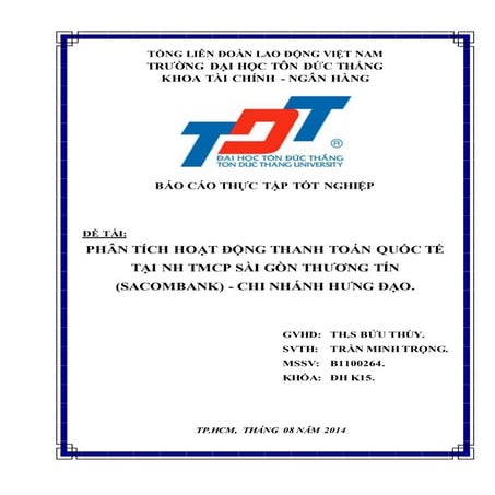 Phân tích hoạt động thanh toán quốc tế tại Sacombank