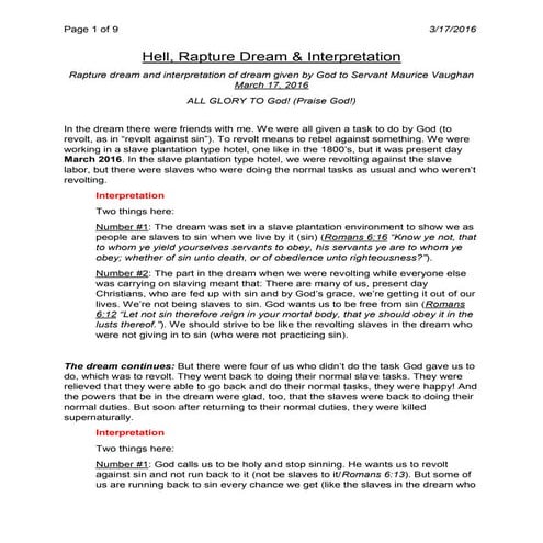 Hell, Rapture Dream and Interpretation MAR 17 2016.docx