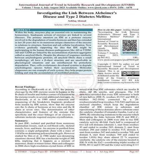 Investigating the Link Between Alzheimers Disease and Type 2 Diabetes ...