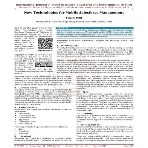 New Technologies for Mobile Salesforce Management