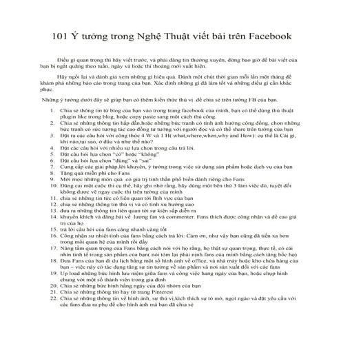 100 ý tưởng lập fanpage facebook