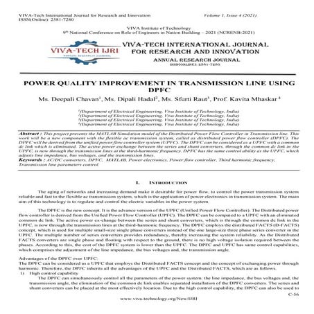 POWER QUALITY IMPROVEMENT IN TRANSMISSION LINE USING DPFC