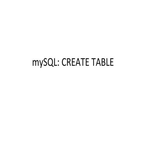 mySQL - CREATE TABLE