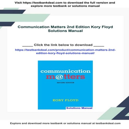 Communication Matters 2nd Edition Kory Floyd Solutions Manual