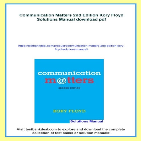 Communication Matters 2nd Edition Kory Floyd Solutions Manual