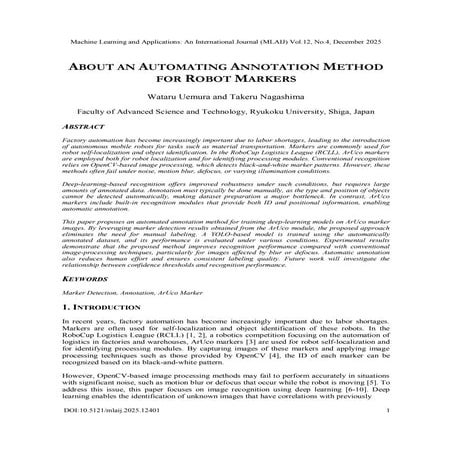 ABOUT AN AUTOMATING ANNOTATION METHOD FOR ROBOT MARKERS | PDF