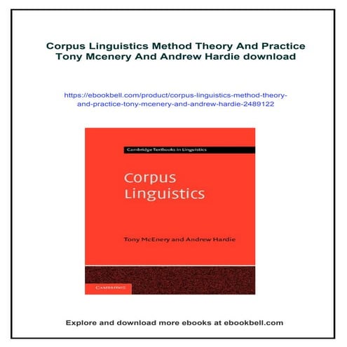 Corpus Linguistics Method Theory And Practice Tony Mcenery And Andrew Hardie