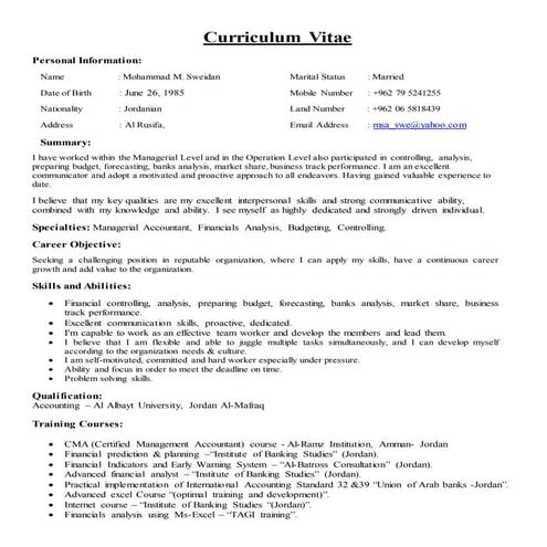 Mohammad Sweidan CV | DOCX