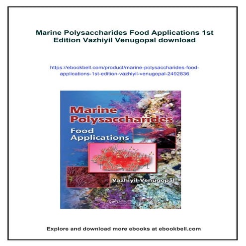 Marine Polysaccharides Food Applications 1st Edition Vazhiyil Venugopal ...