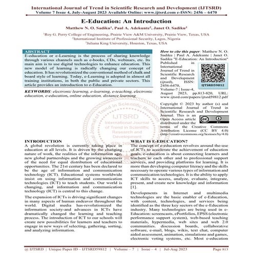 E Education An Introduction