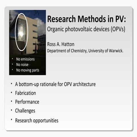 Organic Photovoltaic Devices (OPVs)