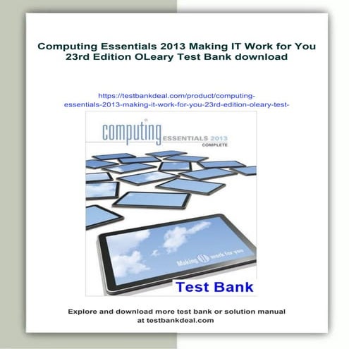 Computing Essentials 2013 Making IT Work for You 23rd Edition OLeary ...