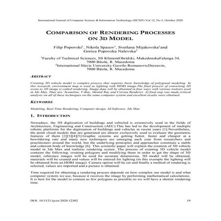 Comparison of Rendering Processes on 3D Model