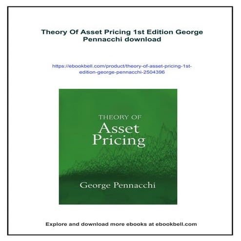 Theory Of Asset Pricing 1st Edition George Pennacchi