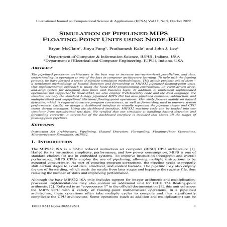 SIMULATION OF PIPELINED MIPS FLOATING-POINT UNITS USING NODE-RED | PDF