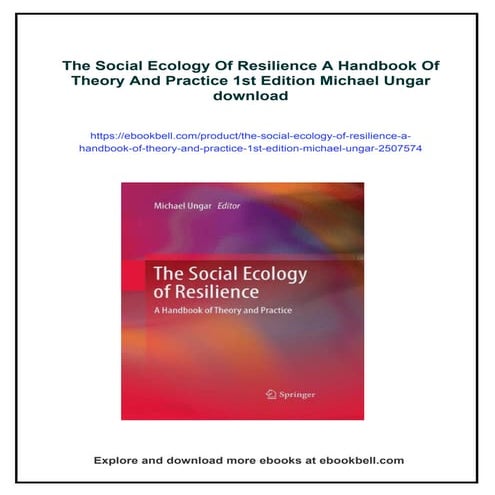 The Social Ecology Of Resilience A Handbook Of Theory And Practice 1st ...