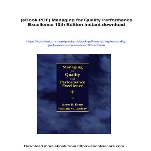 (eBook PDF) Managing for Quality Performance Excellence 10th Edition