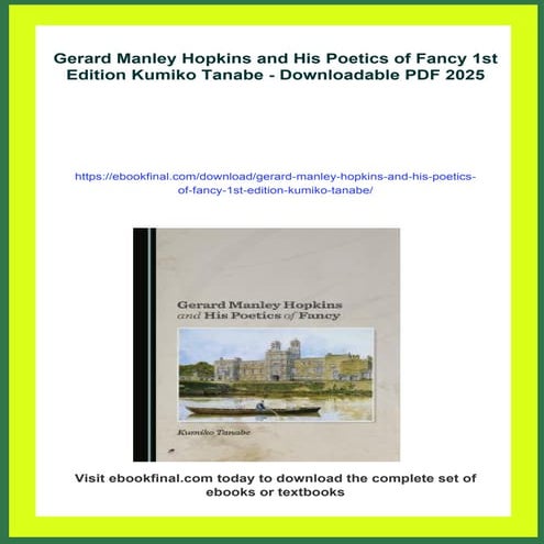 Gerard Manley Hopkins and His Poetics of Fancy 1st Edition Kumiko Tanabe