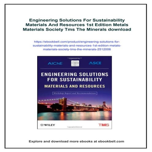 Engineering Solutions For Sustainability Materials And Resources 1st ...