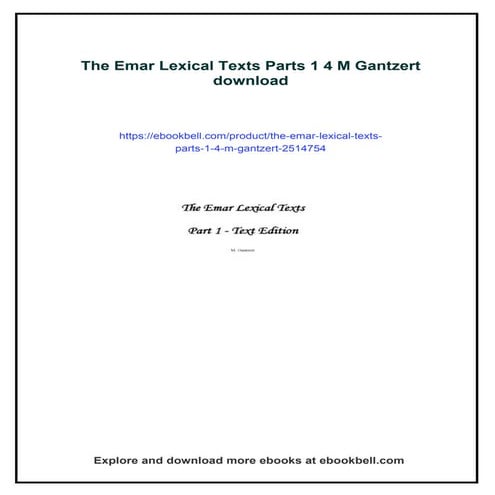 The Emar Lexical Texts Parts 1 4 M Gantzert | PDF