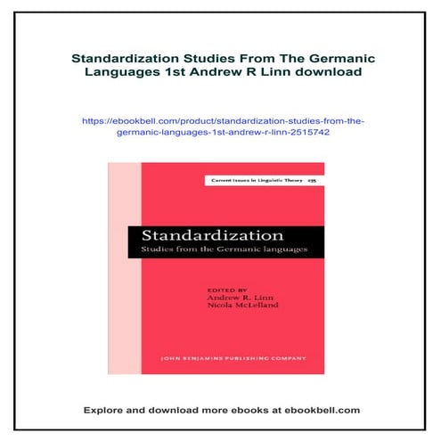 Standardization Studies From The Germanic Languages 1st Andrew R Linn | PDF