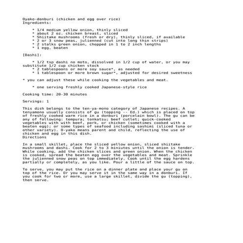 Oyako Donburi (recipe)