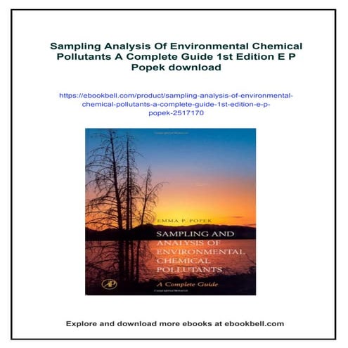 Sampling Analysis Of Environmental Chemical Pollutants A Complete Guide 1st E...