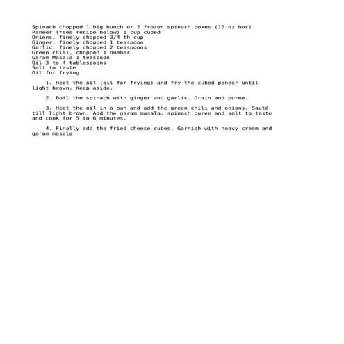 Palak Paneer (recipe)