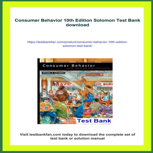 Consumer Behavior 10th Edition Solomon Test Bank | PDF