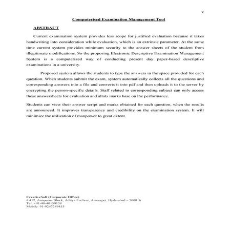 Computerised Examination Management Tool Abstract 2107