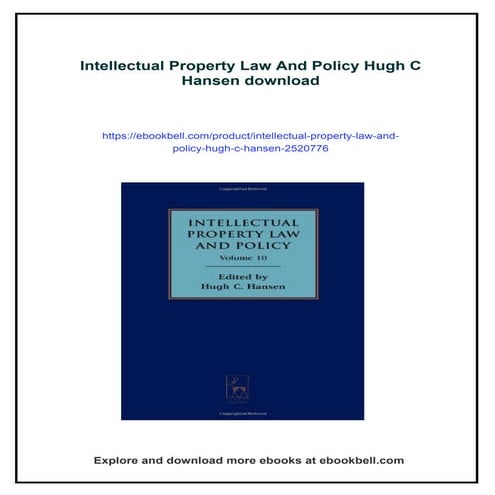 Intellectual Property Law And Policy Hugh C Hansen | PDF