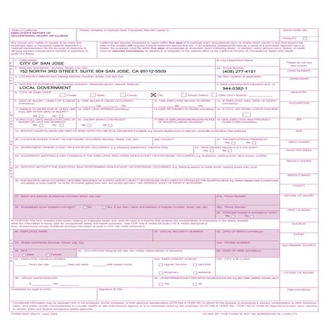 CITY OF SAN JOSE FORM 5020