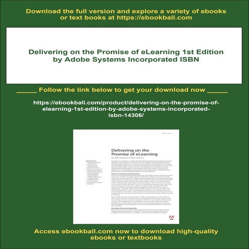 Delivering on the Promise of eLearning 1st Edition by Adobe Systems ...