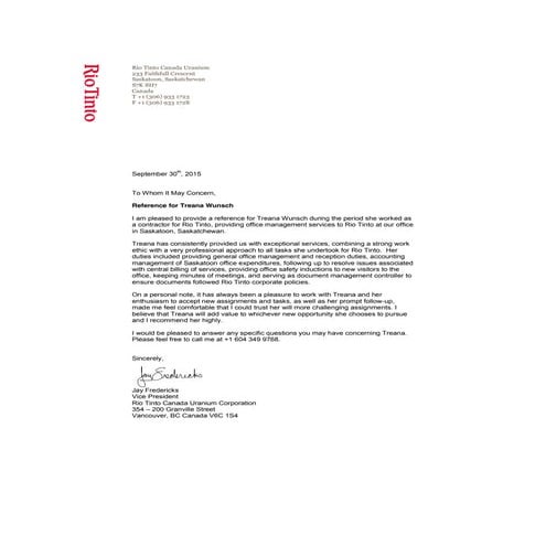 Reference for Treana Wunsch