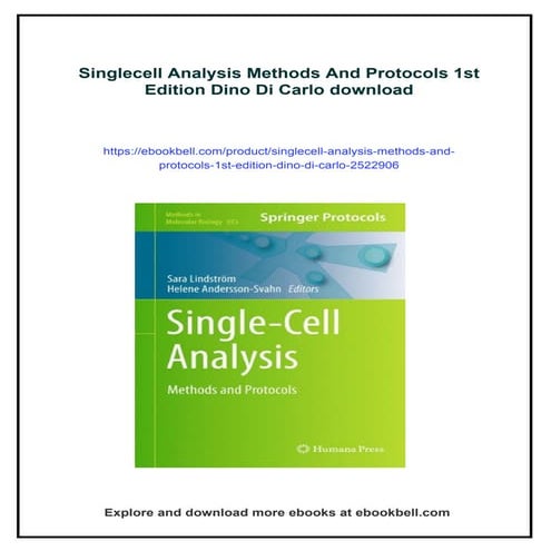 Singlecell Analysis Methods And Protocols 1st Edition Dino Di Carlo
