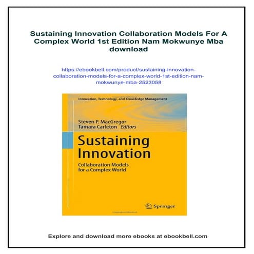 Sustaining Innovation Collaboration Models For A Complex World 1st ...