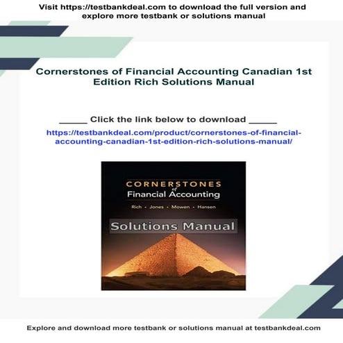 Cornerstones of Financial Accounting Canadian 1st Edition Rich Solutions Manual