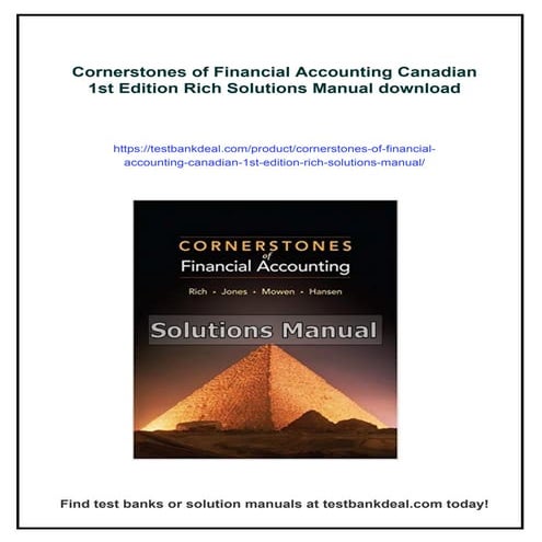 Cornerstones of Financial Accounting Canadian 1st Edition Rich ...