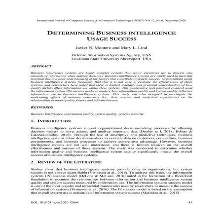 DETERMINING BUSINESS INTELLIGENCE USAGE SUCCESS