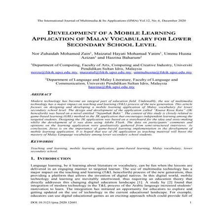  Development of a Mobile Learning Application of Malay Vocabulary for Lower S...