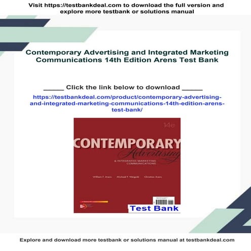 Contemporary Advertising and Integrated Marketing Communications 14th Edition Arens Test Bank