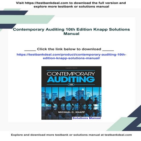 Contemporary Auditing 10th Edition Knapp Solutions Manual