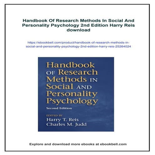 Handbook Of Research Methods In Social And Personality Psychology 2nd ...