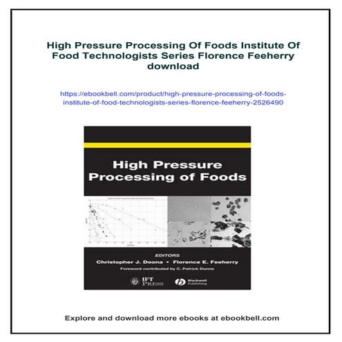 High Pressure Processing Of Foods Institute Of Food Technologists ...