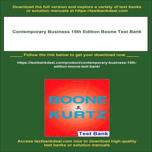 Contemporary Business 15th Edition Boone Test Bank | PDF