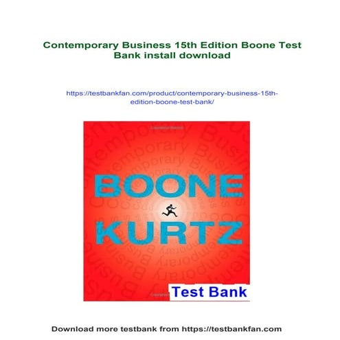 Contemporary Business 15th Edition Boone Test Bank | PDF